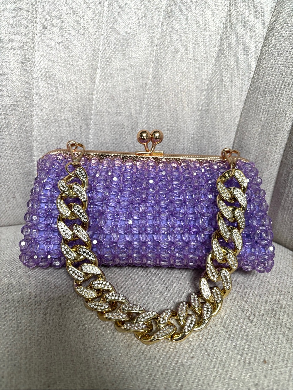 Custom Purple Acrylic Beaded handbag